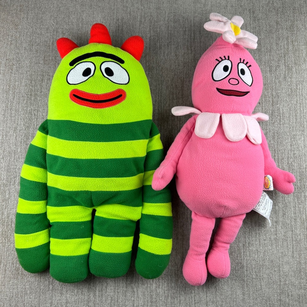 Yo Gabba Gabba Plush Toy Set 26" Green Pink Brobee Foofa Nick‎ Jr 2011 Pillows